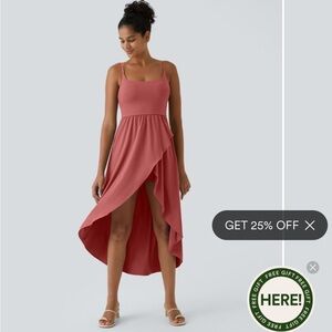 HALARA Pink Asymmetrical Wrap Sundress
069